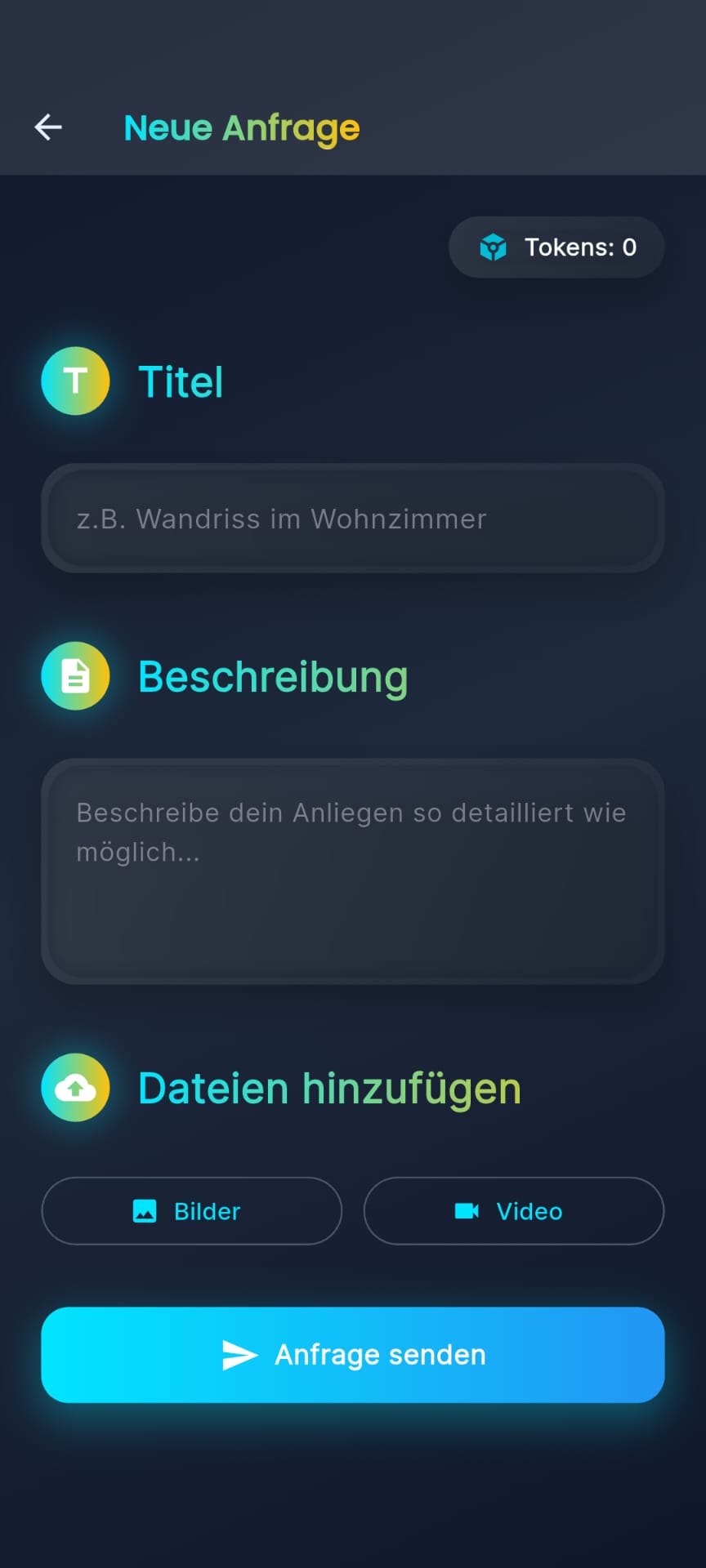 PocketXpert App – Neue Anfrage