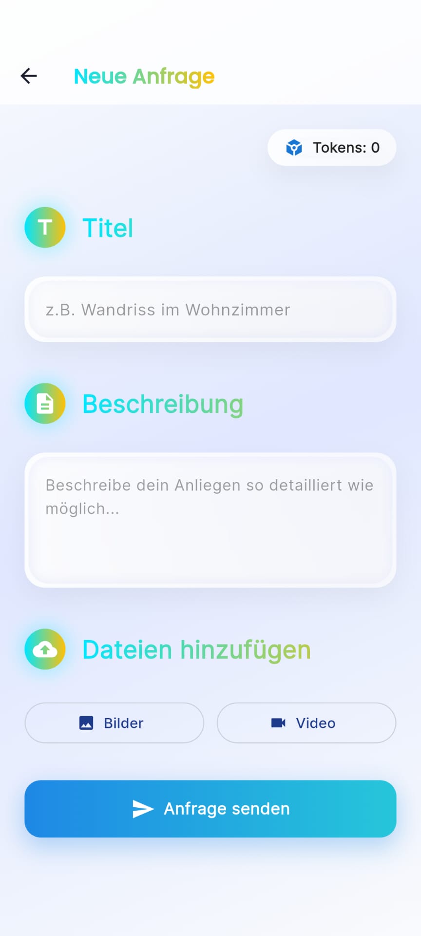 PocketXpert App – Neue Anfrage